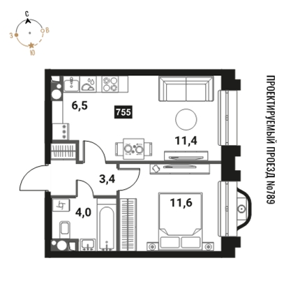 3-комнатная квартира с отделкой в ALBA del MARE на 6 этаже в 1 секции. Сдача в 4 кв. 2024 г.