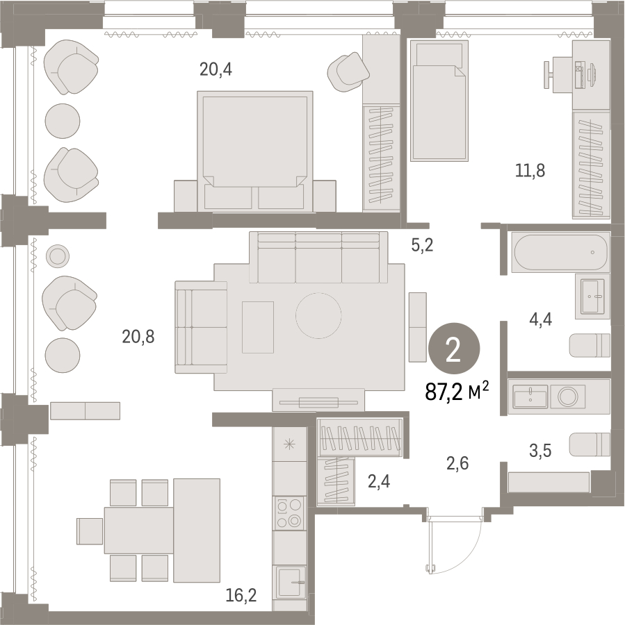1-комнатная квартира с отделкой в ЖК Зеленодар на 13 этаже в 1 секции. Сдача в 3 кв. 2024 г.