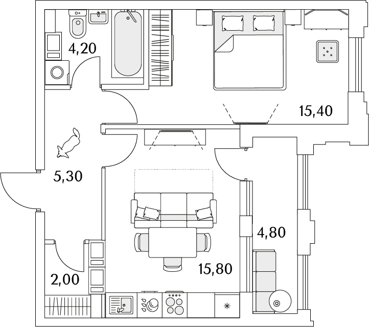 2-комнатная квартира с отделкой в ЖК Зеленодар на 13 этаже в 1 секции. Дом сдан.