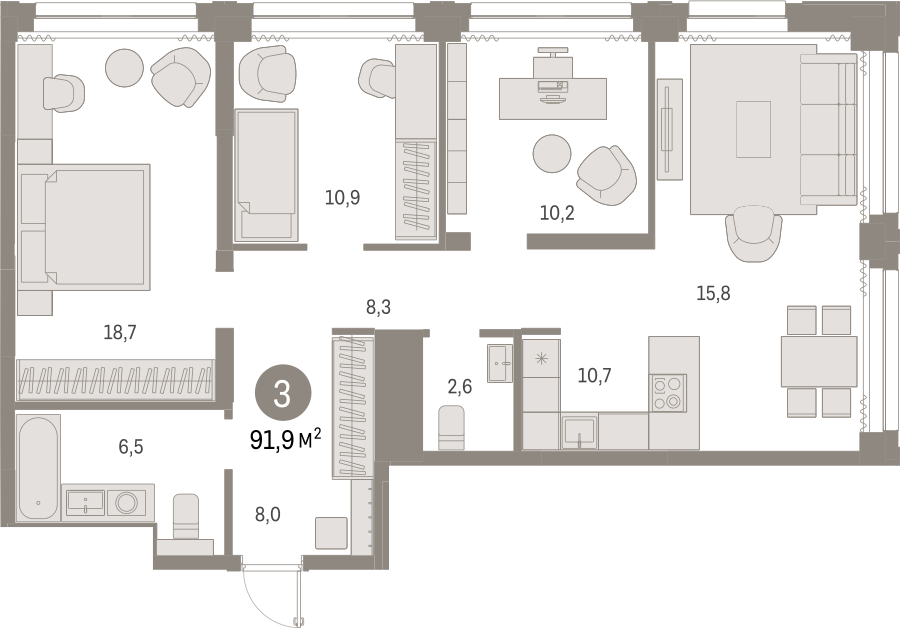 1-комнатная квартира в ЖК Небо на 5 этаже в 2 секции. Сдача в 1 кв. 2025 г.