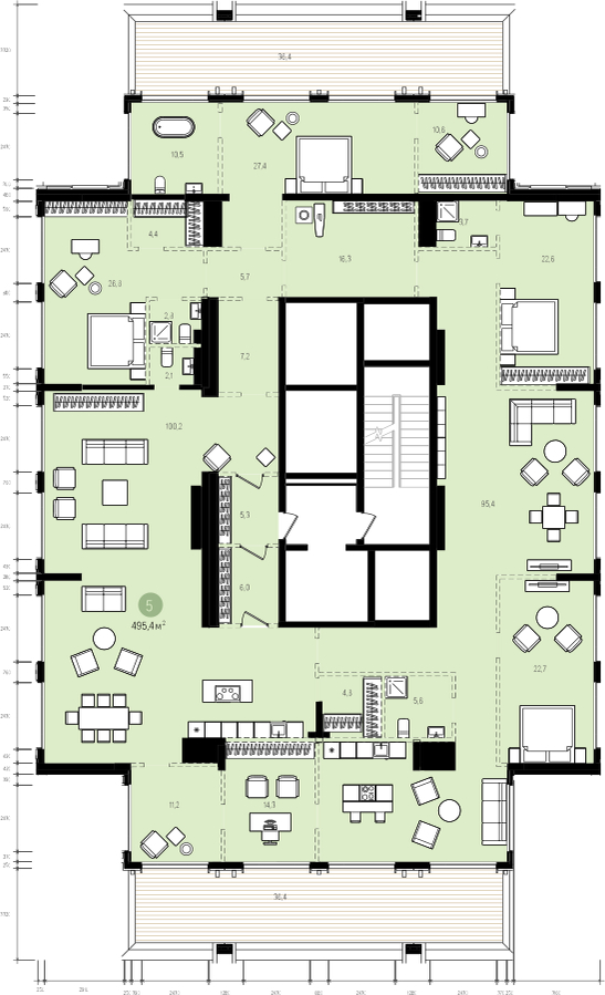 3-комнатная квартира с отделкой в е.квартал «Мир внутри» на 2 этаже в 1 секции. Сдача в 4 кв. 2024 г.
