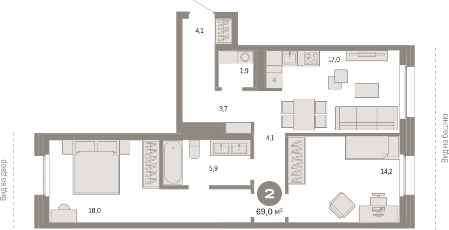 1-комнатная квартира (Студия) в ЖК DOM SMILE на 12 этаже в Б секции. Сдача в 4 кв. 2022 г.