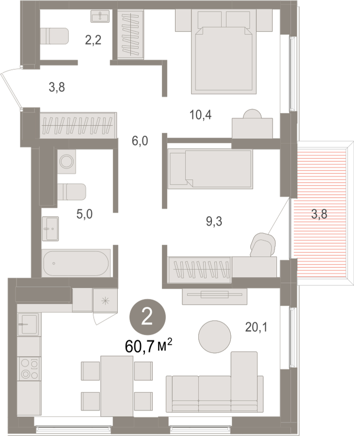 1-комнатная квартира (Студия) в ЖК DOM SMILE на 15 этаже в Б секции. Сдача в 4 кв. 2022 г.