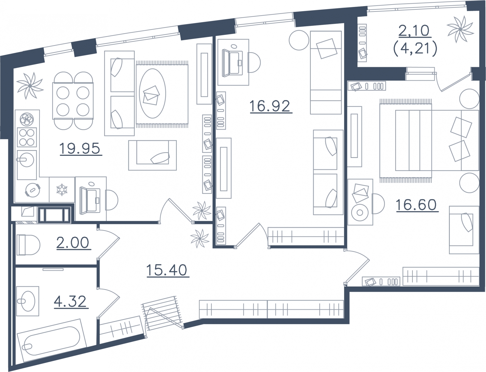 2-комнатная квартира с отделкой в ЖК Пшеница на 7 этаже в 7 секции. Сдача в 1 кв. 2026 г.