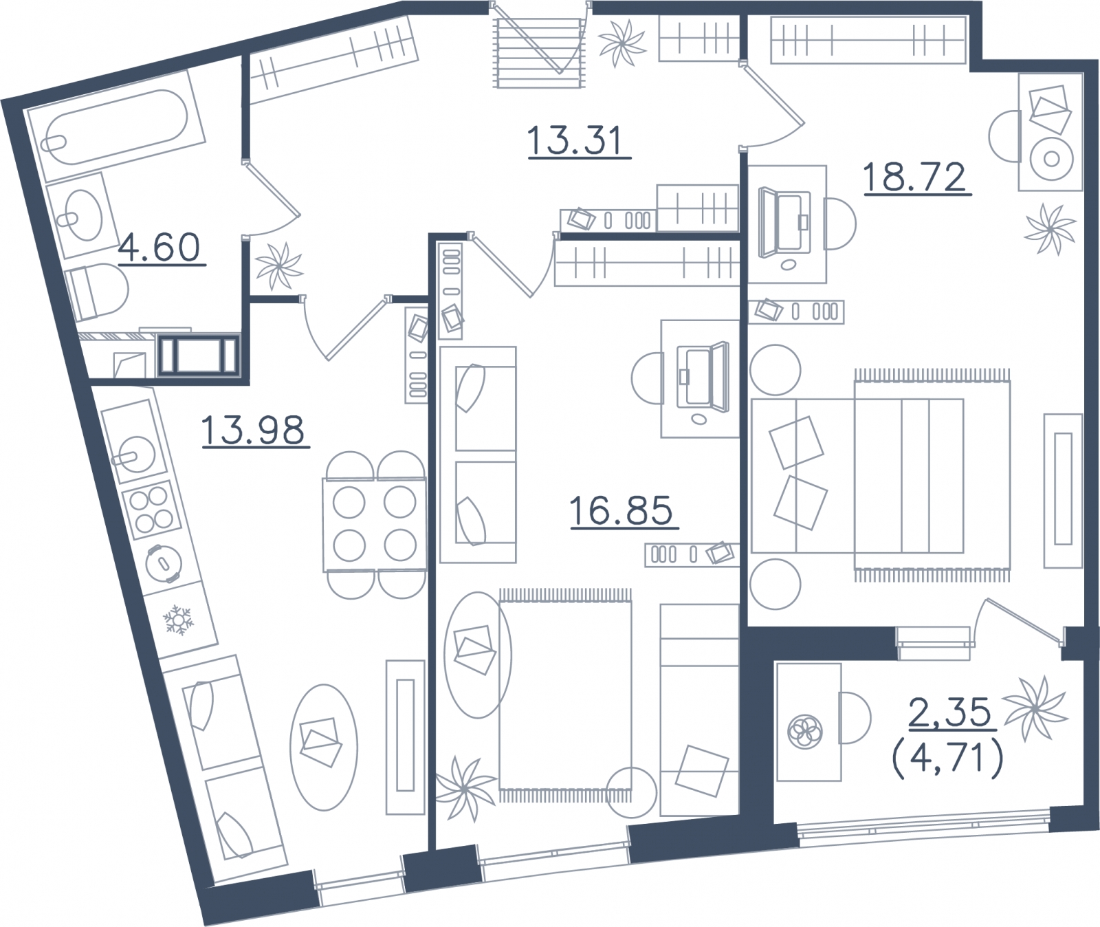 1-комнатная квартира с отделкой в ЖК Пшеница на 7 этаже в 7 секции. Сдача в 1 кв. 2026 г.