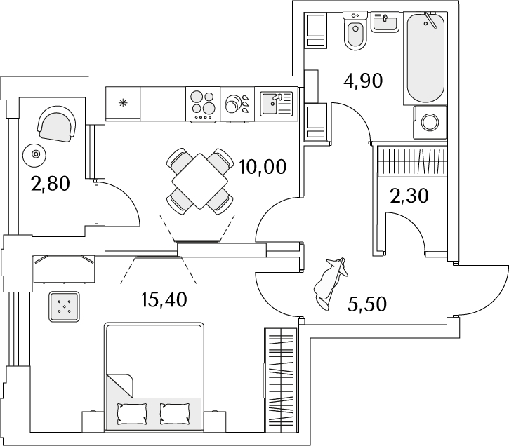 3-комнатная квартира с отделкой в ЖК Пшеница на 2 этаже в 5 секции. Сдача в 1 кв. 2026 г.