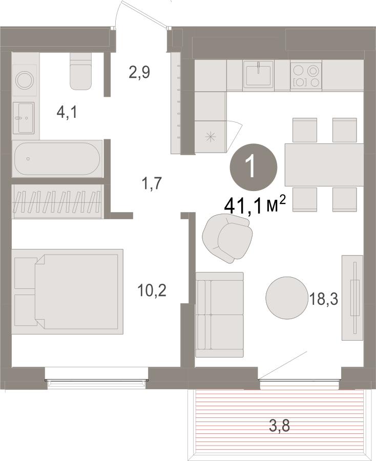 2-комнатная квартира с отделкой в ЖК Квартал на набережной NOW на 4 этаже в 1 секции. Сдача в 4 кв. 2022 г.