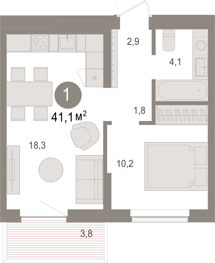 4-комнатная квартира в ЖК Квартал на набережной NOW на 15 этаже в 1 секции. Сдача в 4 кв. 2022 г.