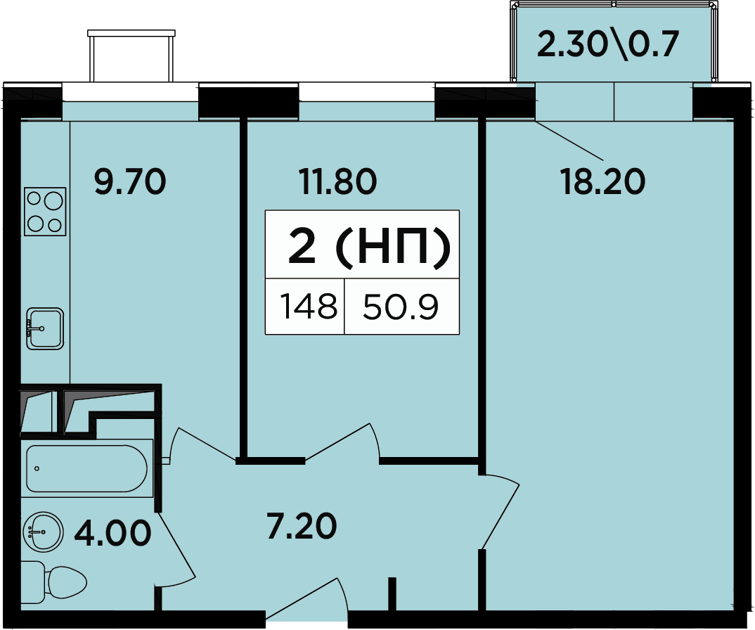 2-комнатная квартира с отделкой в мкр. Новое Медведково на 10 этаже в 1 секции. Сдача в 2 кв. 2023 г.