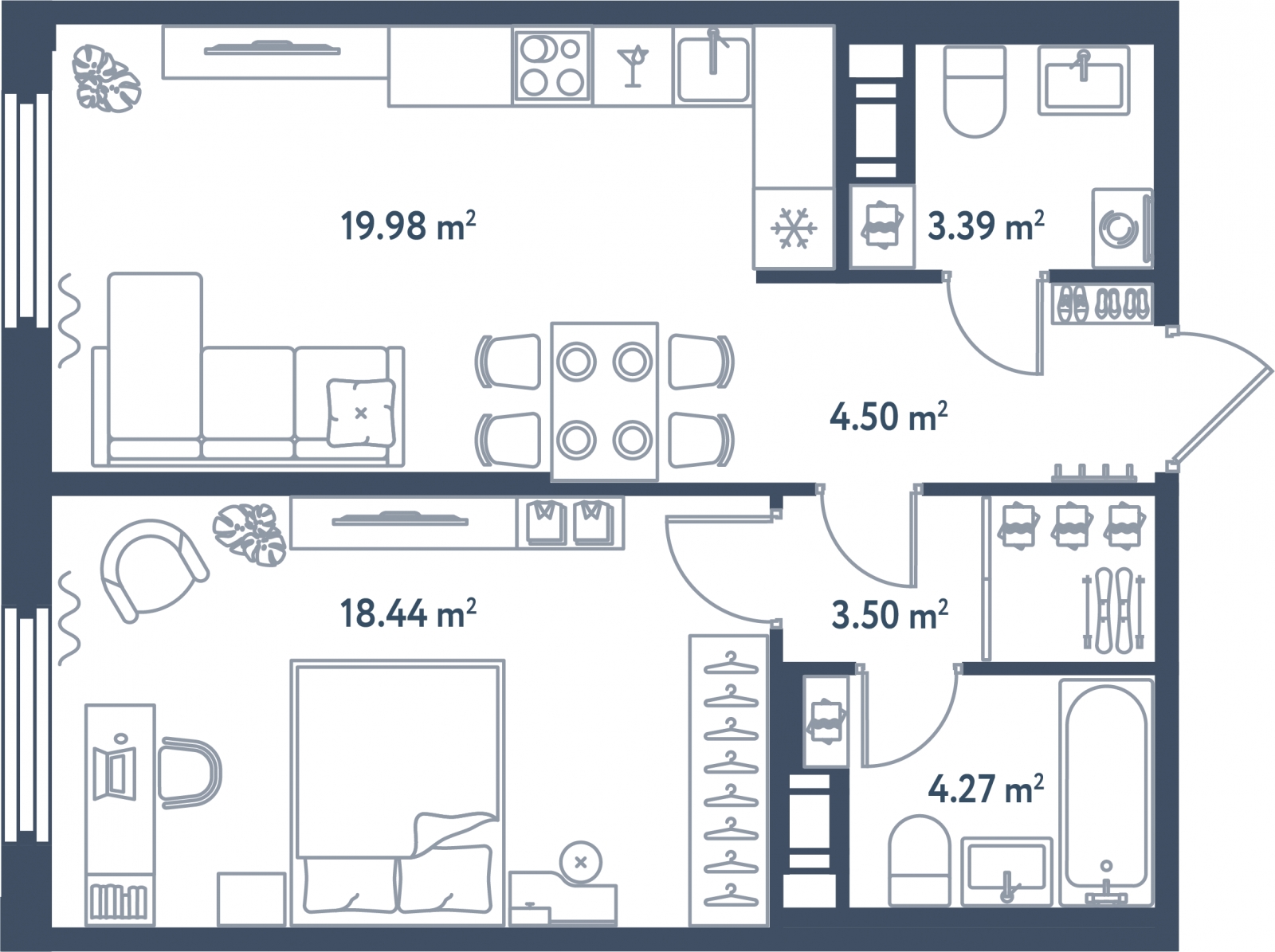 1-комнатная квартира с отделкой в ЖК Смородина на 12 этаже в 1 секции. Сдача в 1 кв. 2026 г.