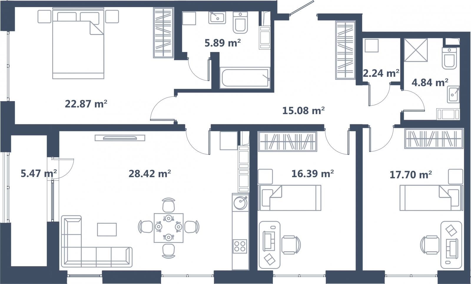 2-комнатная квартира с отделкой в Кварталы Драверта на 2 этаже в 5 секции. Сдача в 2 кв. 2026 г.