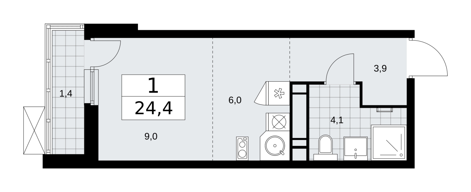 4-комнатная квартира в ЖК Скандинавия на 14 этаже в 1 секции. Сдача в 1 кв. 2026 г.