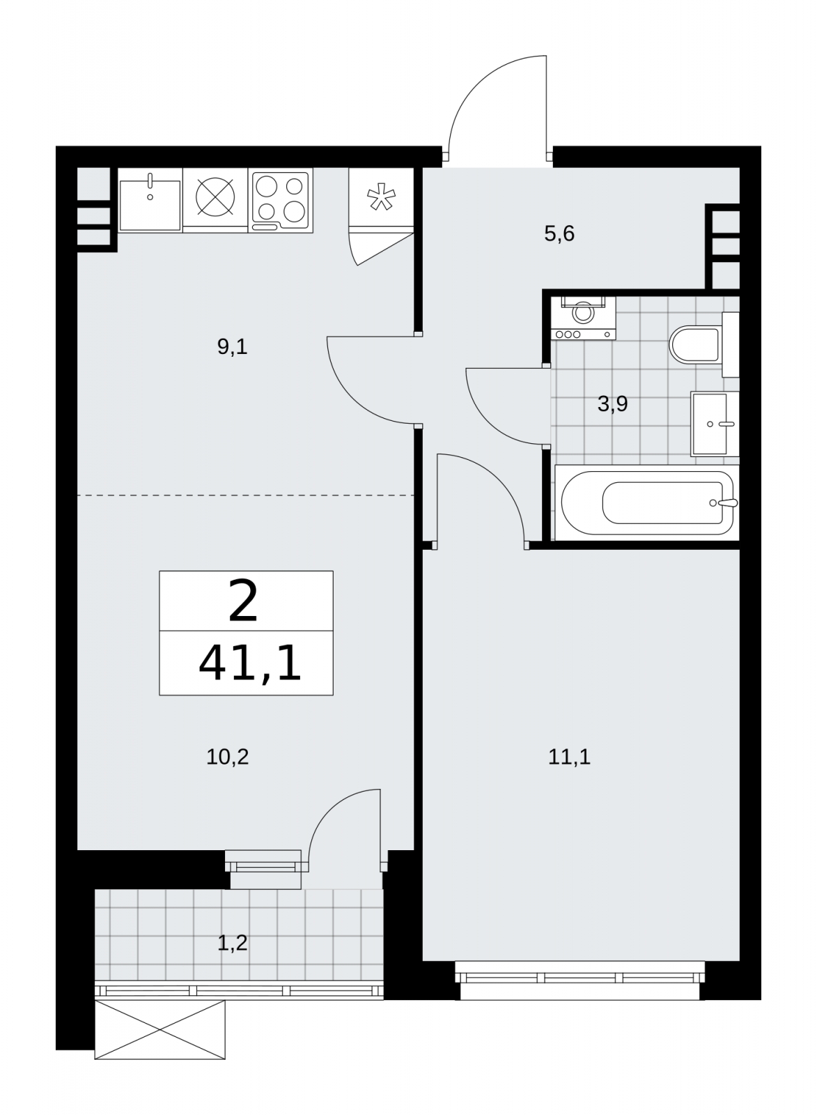 4-комнатная квартира в ЖК Скандинавия на 13 этаже в 1 секции. Сдача в 1 кв. 2026 г.