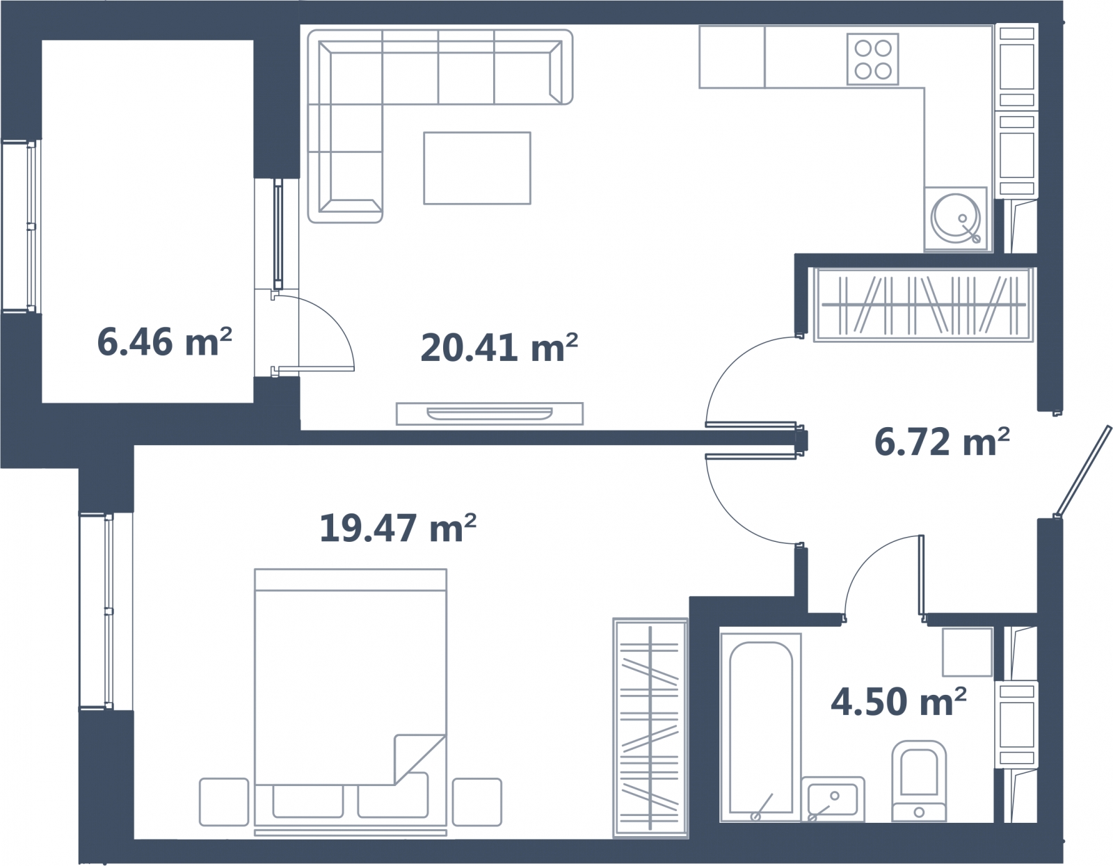 3-комнатная квартира с отделкой в ЖК Тайм Сквер на 8 этаже в 1 секции. Сдача в 2 кв. 2024 г.
