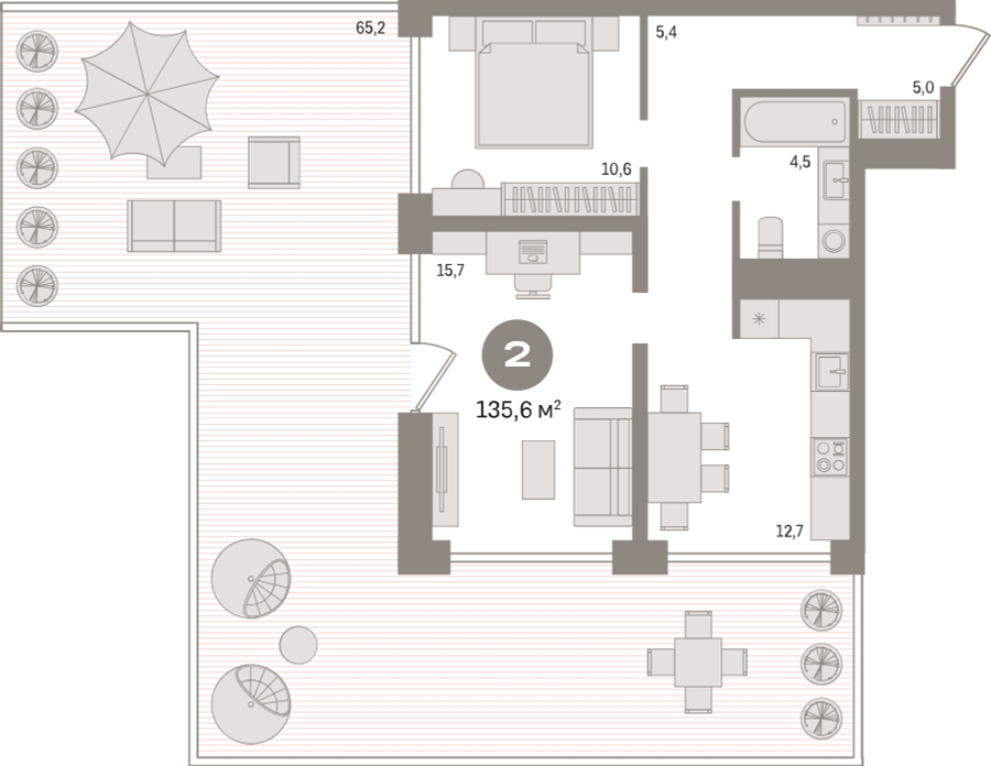 2-комнатная квартира в ЖК Северная корона на 3 этаже в 1 секции. Сдача в 4 кв. 2023 г.