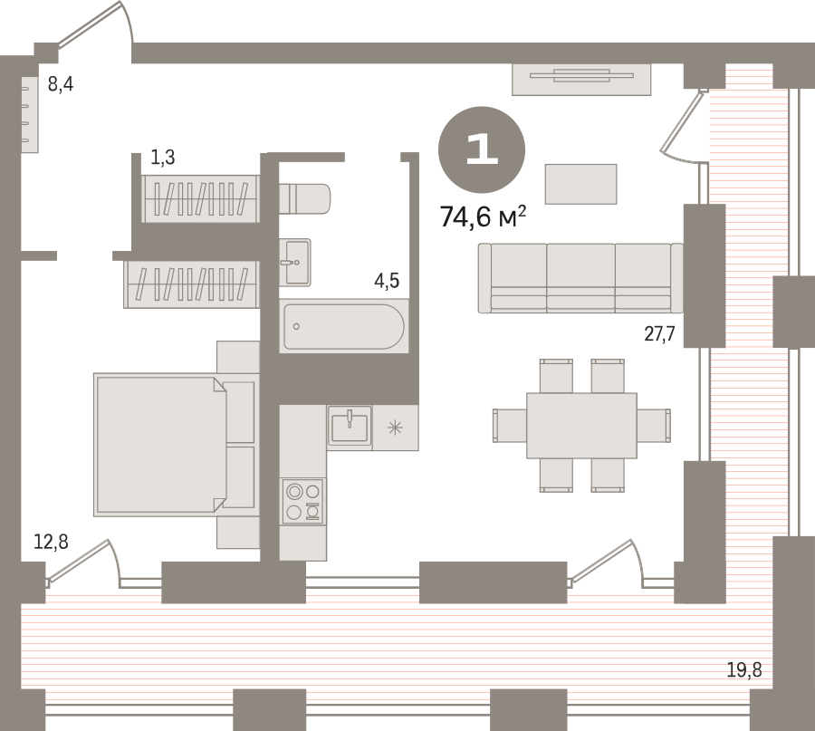 4-комнатная квартира в ЖК MYPRIORITY Dubrovka на 2 этаже в 3 секции. Сдача в 2 кв. 2025 г.