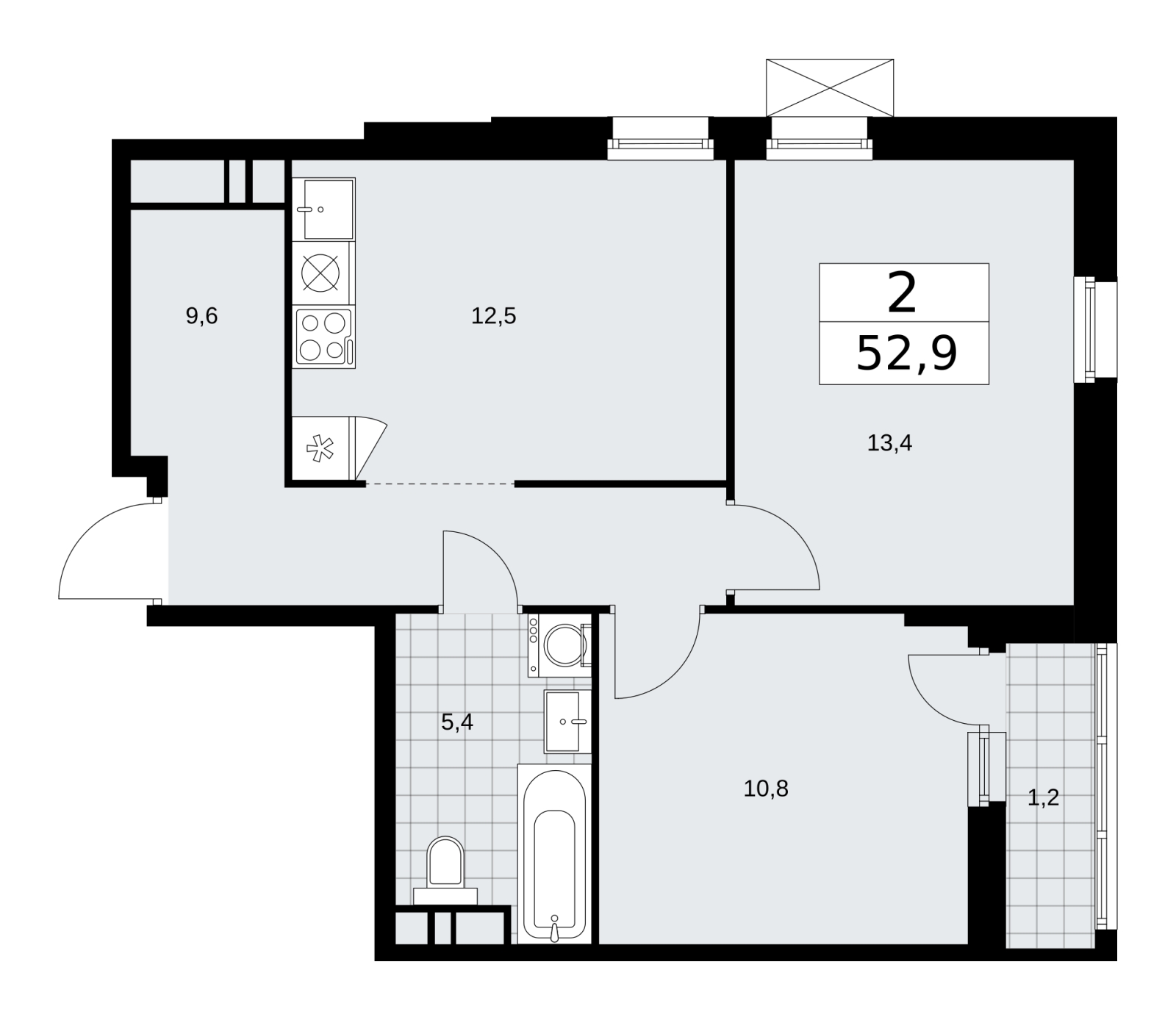 1-комнатная квартира (Студия) в ЖК Скандинавия на 4 этаже в 1 секции. Сдача в 1 кв. 2026 г.