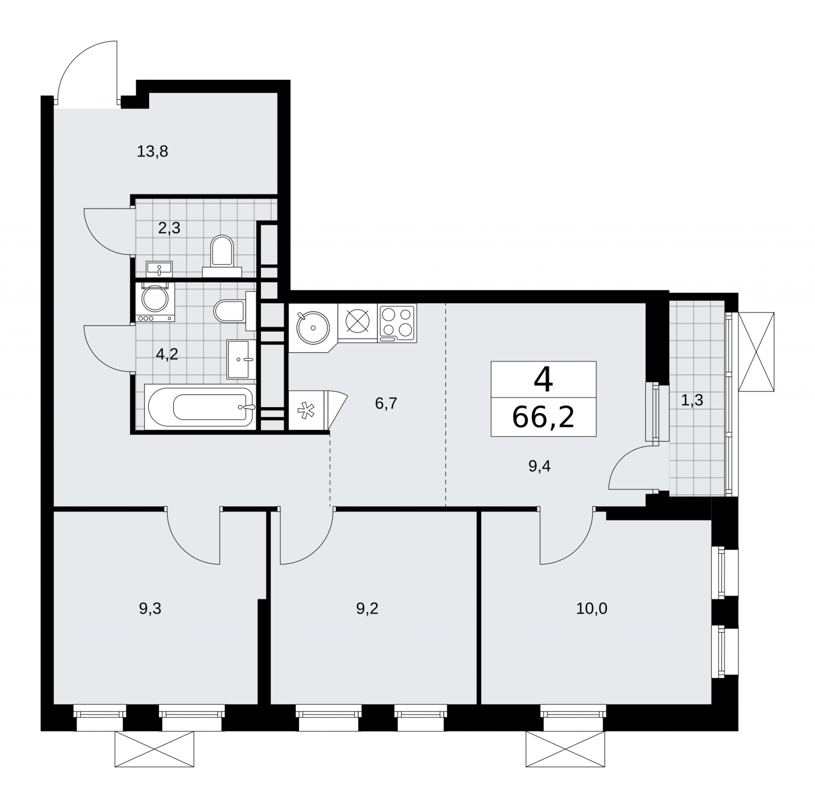1-комнатная квартира (Студия) в ЖК Скандинавия на 14 этаже в 1 секции. Сдача в 1 кв. 2026 г.