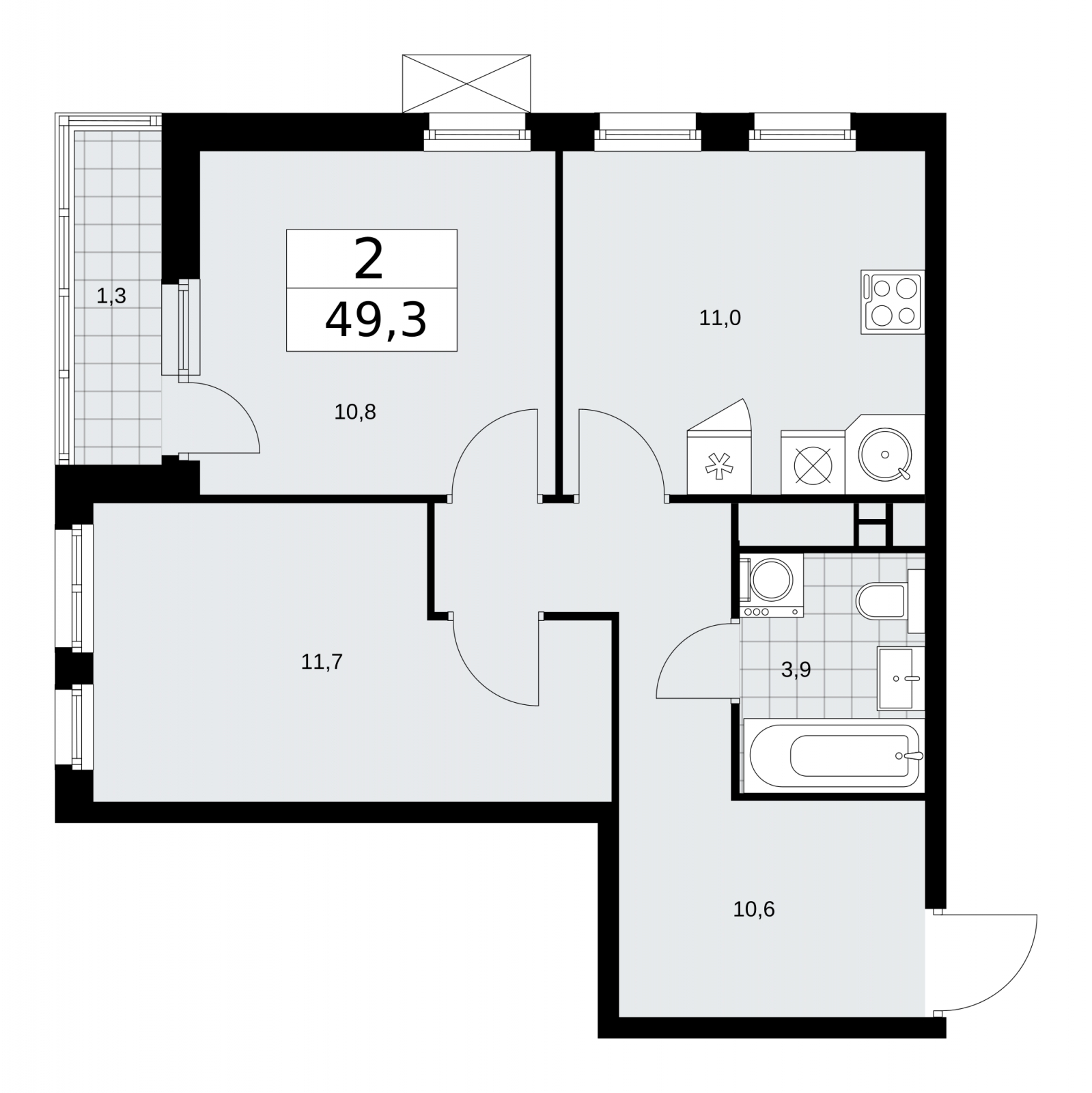 2-комнатная квартира в ЖК Скандинавия на 7 этаже в 1 секции. Сдача в 1 кв. 2026 г.