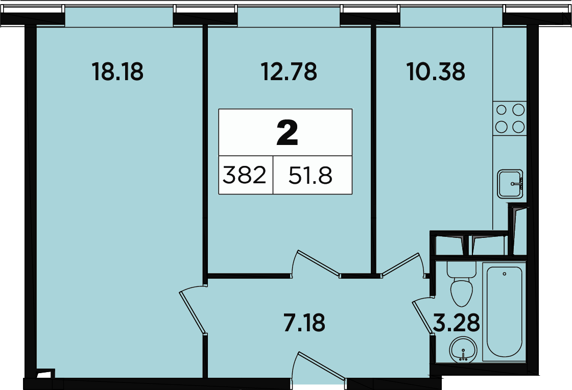 2-комнатная квартира в ЖК Розмарин на 7 этаже в 7 секции. Дом сдан.