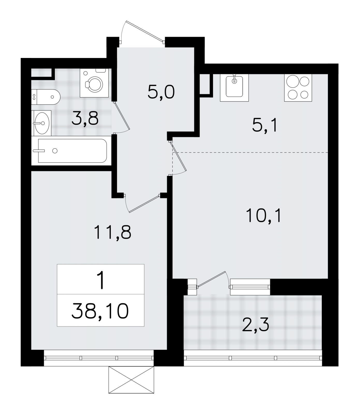 1-комнатная квартира с отделкой в ЖК Смородина на 11 этаже в 1 секции. Сдача в 1 кв. 2026 г.