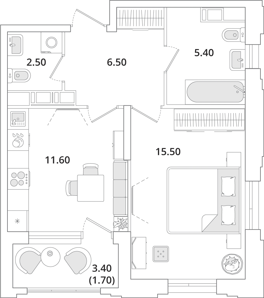 3-комнатная квартира с отделкой в ЖК Республики 205 на 1 этаже в 5 секции. Сдача в 4 кв. 2025 г.