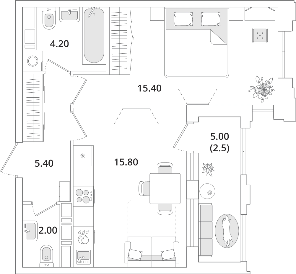 4-комнатная квартира с отделкой в ЖК Республики 205 на 6 этаже в 6 секции. Сдача в 4 кв. 2025 г.