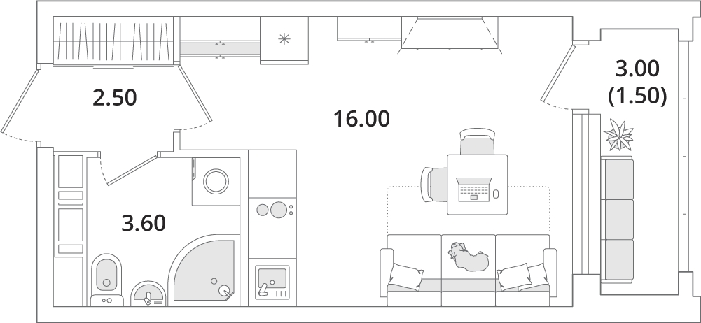 3-комнатная квартира с отделкой в ЖК Зеленодар на 5 этаже в 1 секции. Сдача в 3 кв. 2024 г.