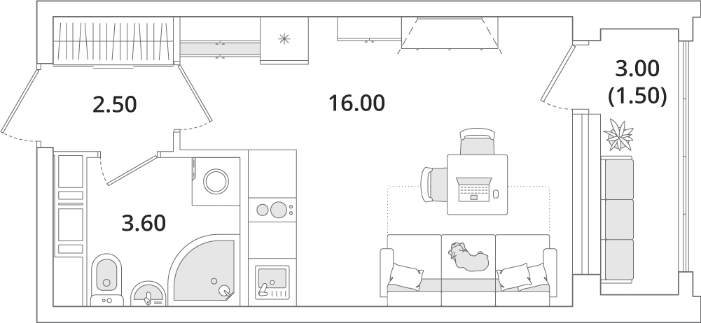 2-комнатная квартира с отделкой в ЖК Республики 205 на 6 этаже в 6 секции. Сдача в 4 кв. 2025 г.