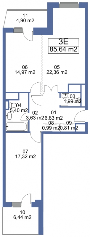 2-комнатная квартира с отделкой в ЖК Баркли Медовая Долина на 5 этаже в 4 секции. Сдача в 2 кв. 2021 г.