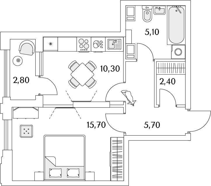 1-комнатная квартира (Студия) с отделкой в ЖК Зеленодар на 15 этаже в 1 секции. Сдача в 2 кв. 2025 г.