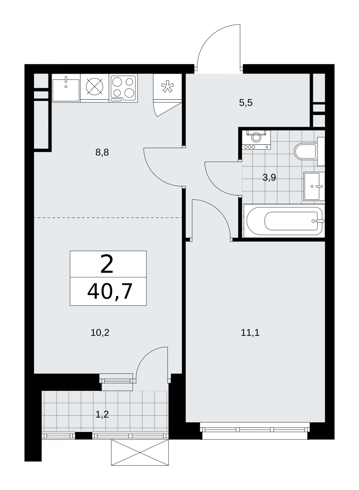 1-комнатная квартира (Студия) в ЖК Скандинавия на 17 этаже в 1 секции. Сдача в 1 кв. 2026 г.