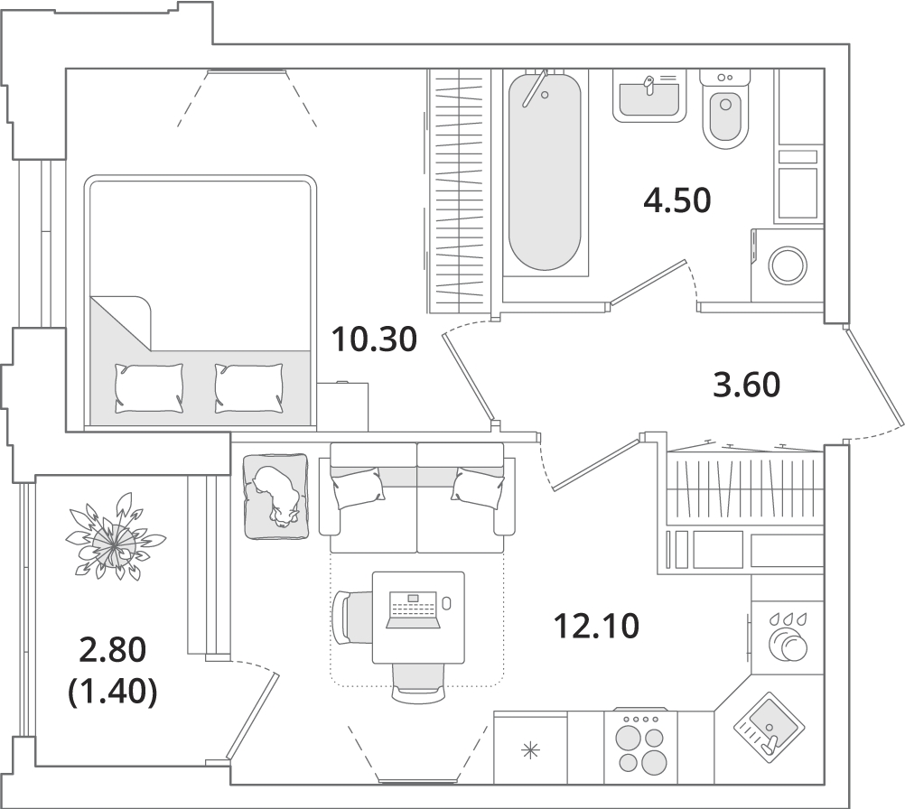 3-комнатная квартира с отделкой в ЖК Смородина на 18 этаже в 1 секции. Сдача в 1 кв. 2026 г.