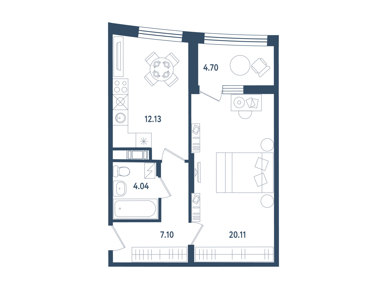 2-комнатная квартира в ЖК Белый Остров на 6 этаже в 2 секции. Сдача в 2 кв. 2023 г.
