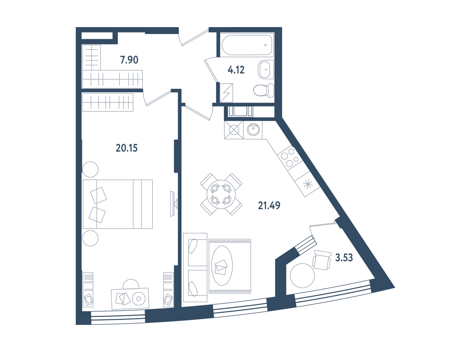 4-комнатная квартира в ЖК Белый Остров на 4 этаже в 2 секции. Сдача в 2 кв. 2023 г.