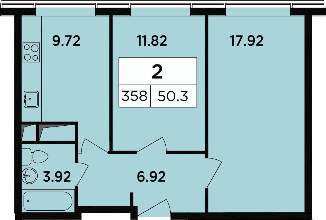 3-комнатная квартира в мкр. Новое Медведково на 6 этаже в 3 секции. Сдача в 4 кв. 2023 г.