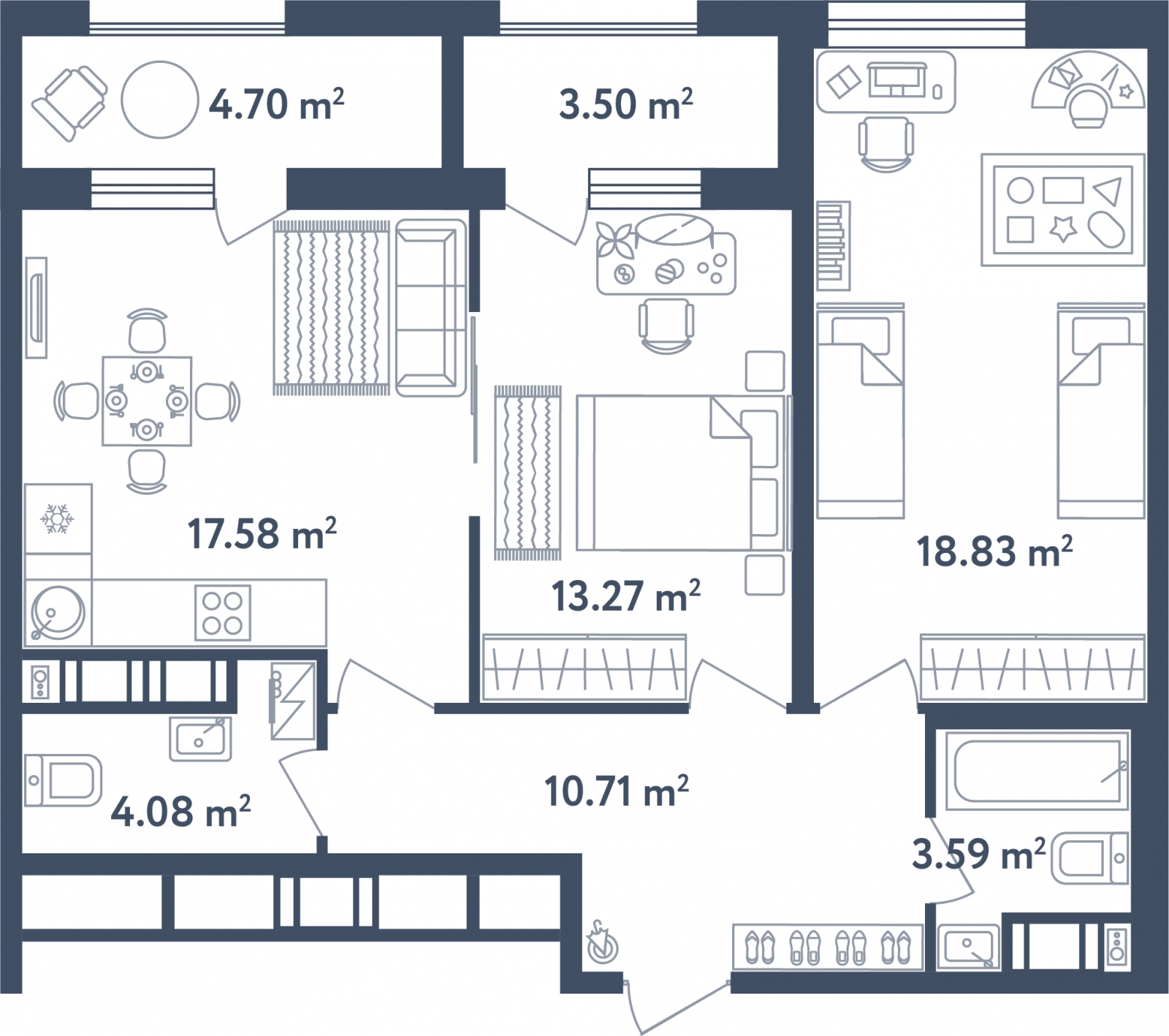 1-комнатная квартира с отделкой в ЖК Смородина на 10 этаже в 1 секции. Сдача в 1 кв. 2026 г.