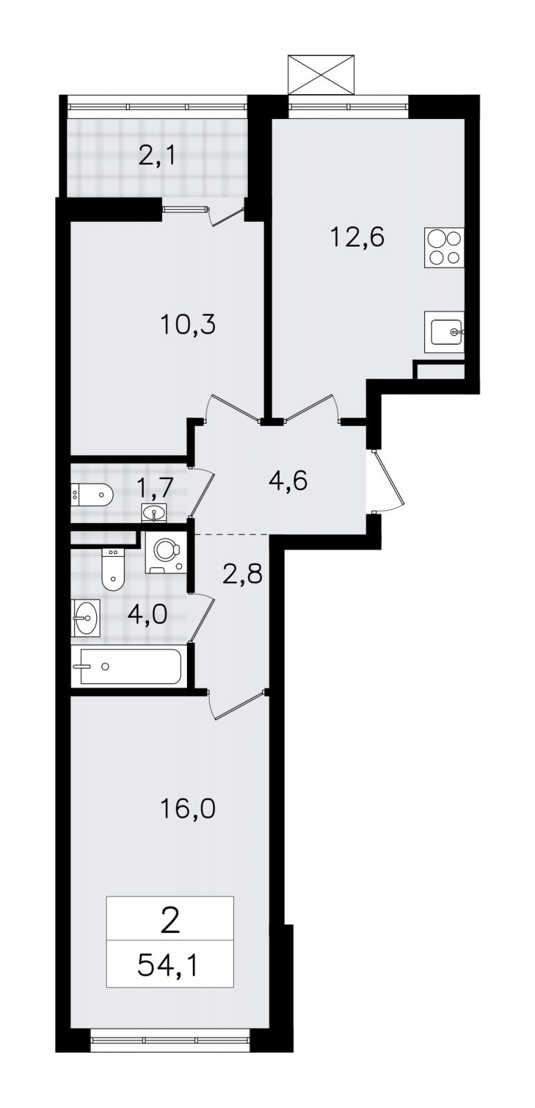2-комнатная квартира с отделкой в ЖК Тайм Сквер на 8 этаже в 1 секции. Сдача в 4 кв. 2024 г.