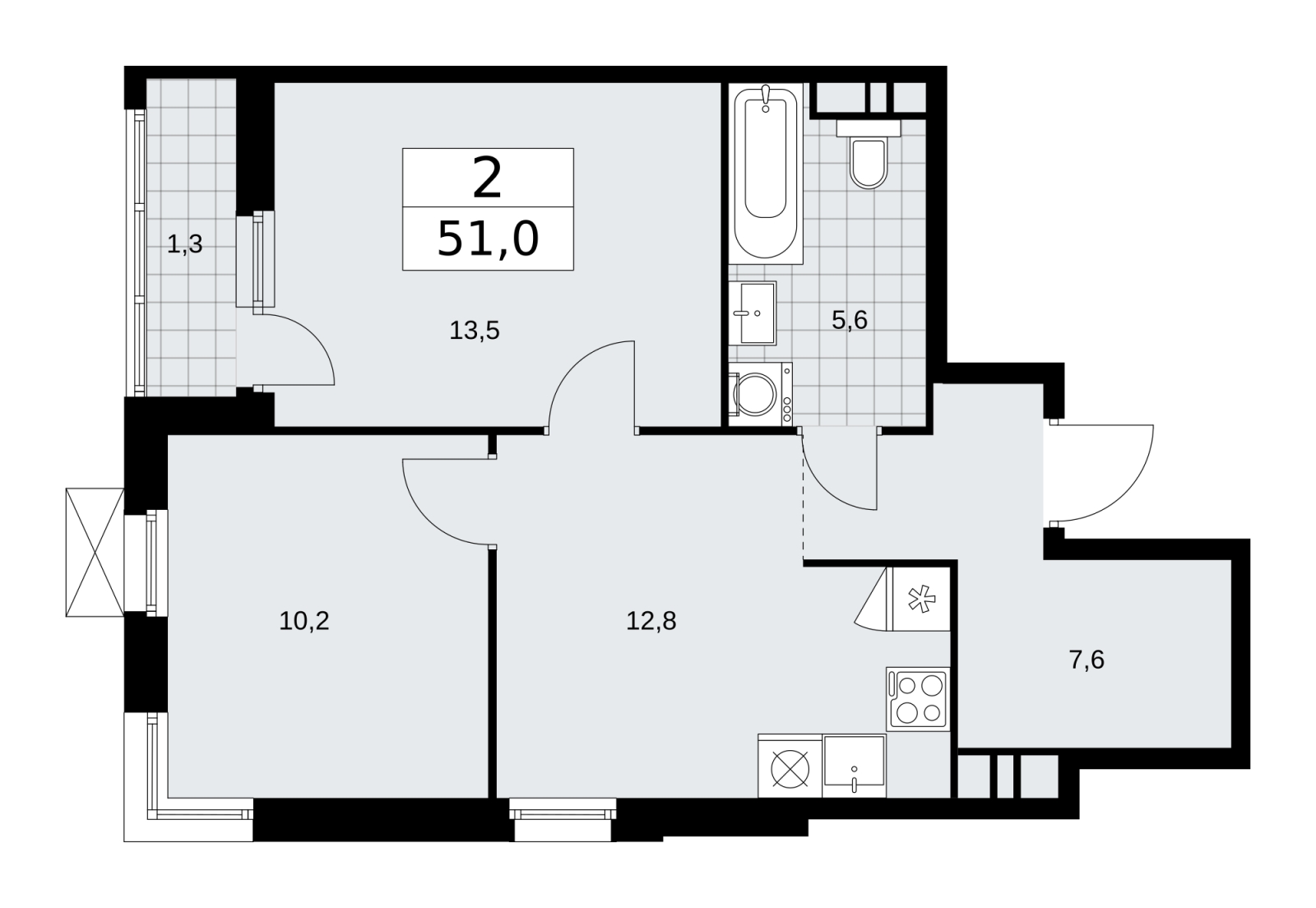 4-комнатная квартира в ЖК Скандинавия на 17 этаже в 1 секции. Сдача в 1 кв. 2026 г.