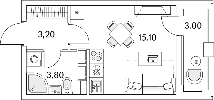 2-комнатная квартира с отделкой в ЖК Тайм Сквер на 5 этаже в 1 секции. Сдача в 2 кв. 2024 г.