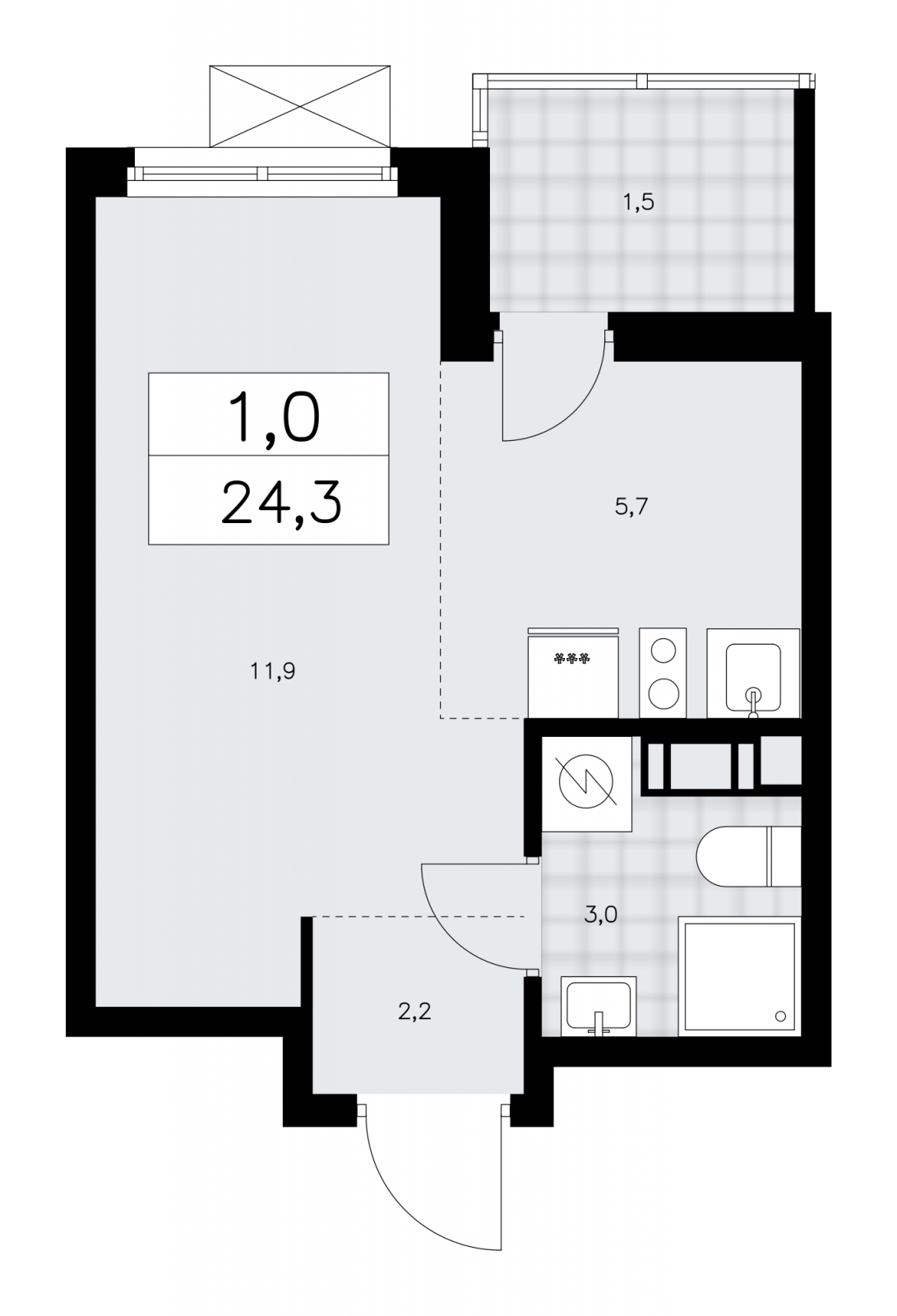 1-комнатная квартира с отделкой в ЖК Тайм Сквер на 13 этаже в 1 секции. Сдача в 2 кв. 2024 г.