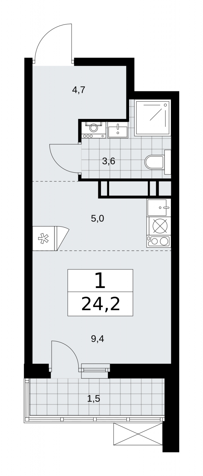 2-комнатная квартира в ЖК Скандинавия на 8 этаже в 1 секции. Сдача в 1 кв. 2026 г.