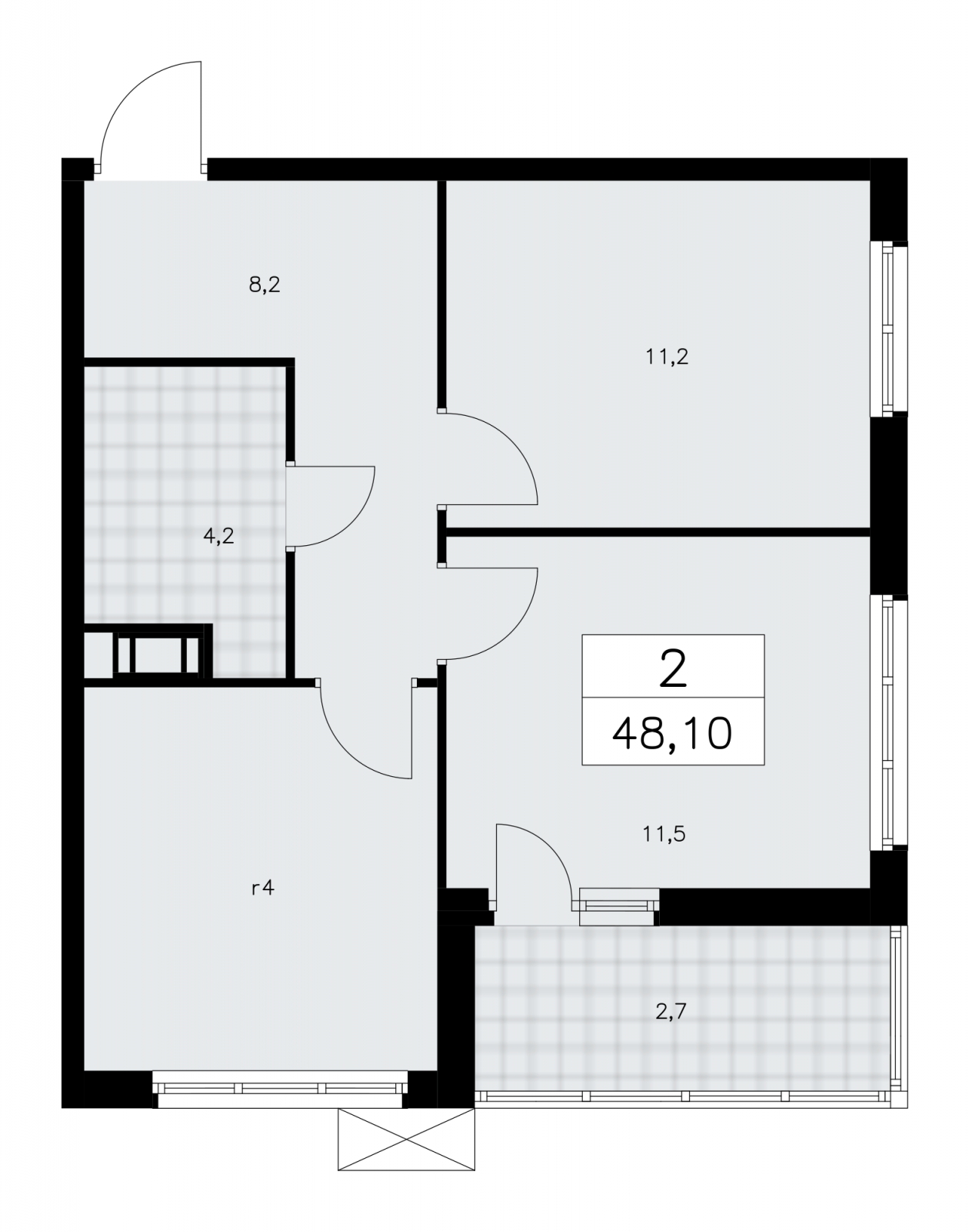 2-комнатная квартира с отделкой в ЖК Республики 205 на 5 этаже в 1 секции. Сдача в 1 кв. 2026 г.