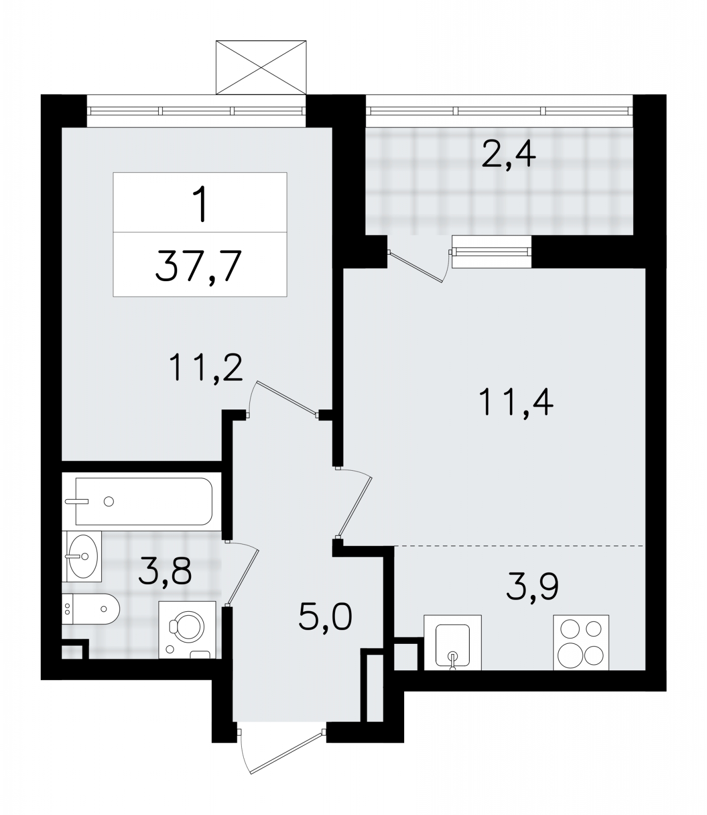 1-комнатная квартира (Студия) с отделкой в ЖК Тайм Сквер на 6 этаже в 1 секции. Сдача в 4 кв. 2024 г.