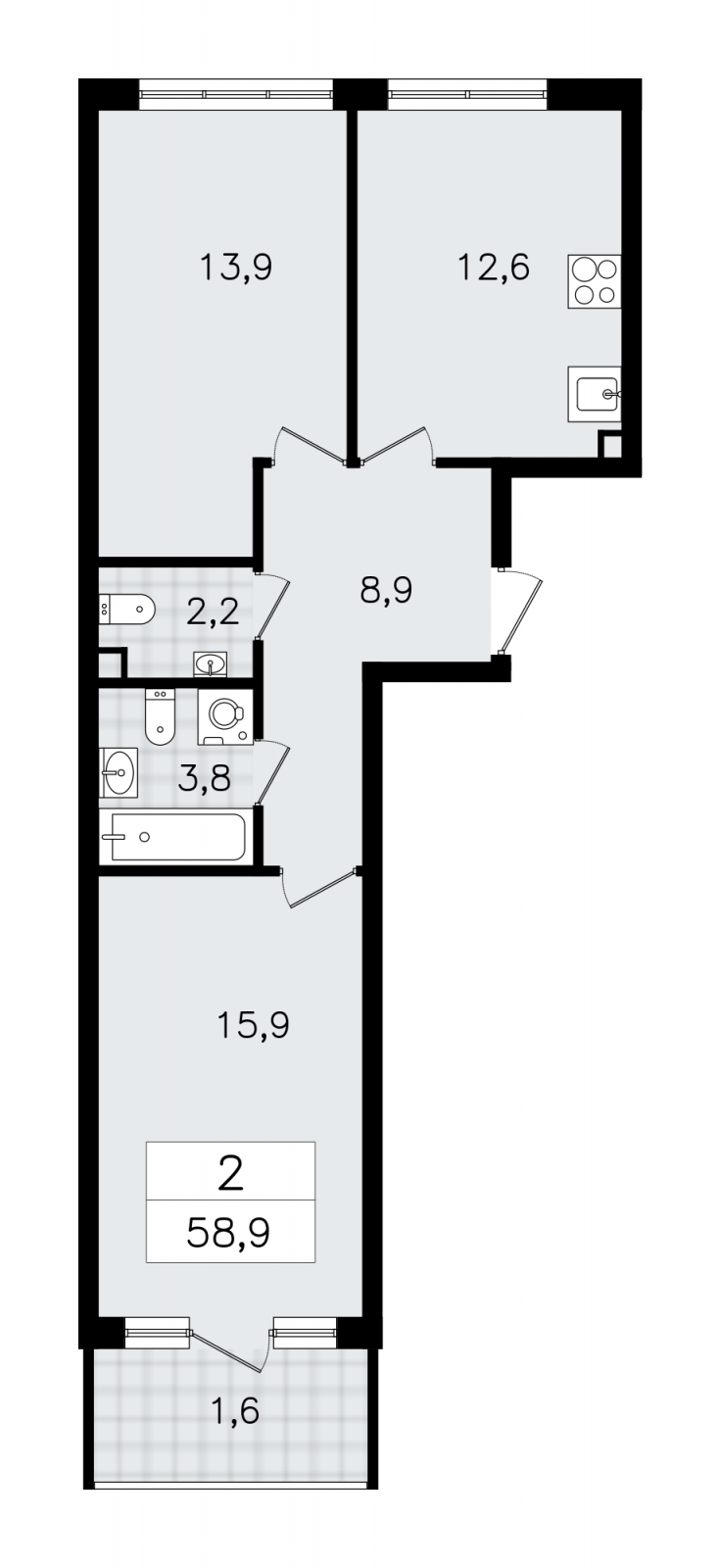 1-комнатная квартира (Студия) в ЖК Тайм Сквер на 4 этаже в 1 секции. Сдача в 4 кв. 2024 г.
