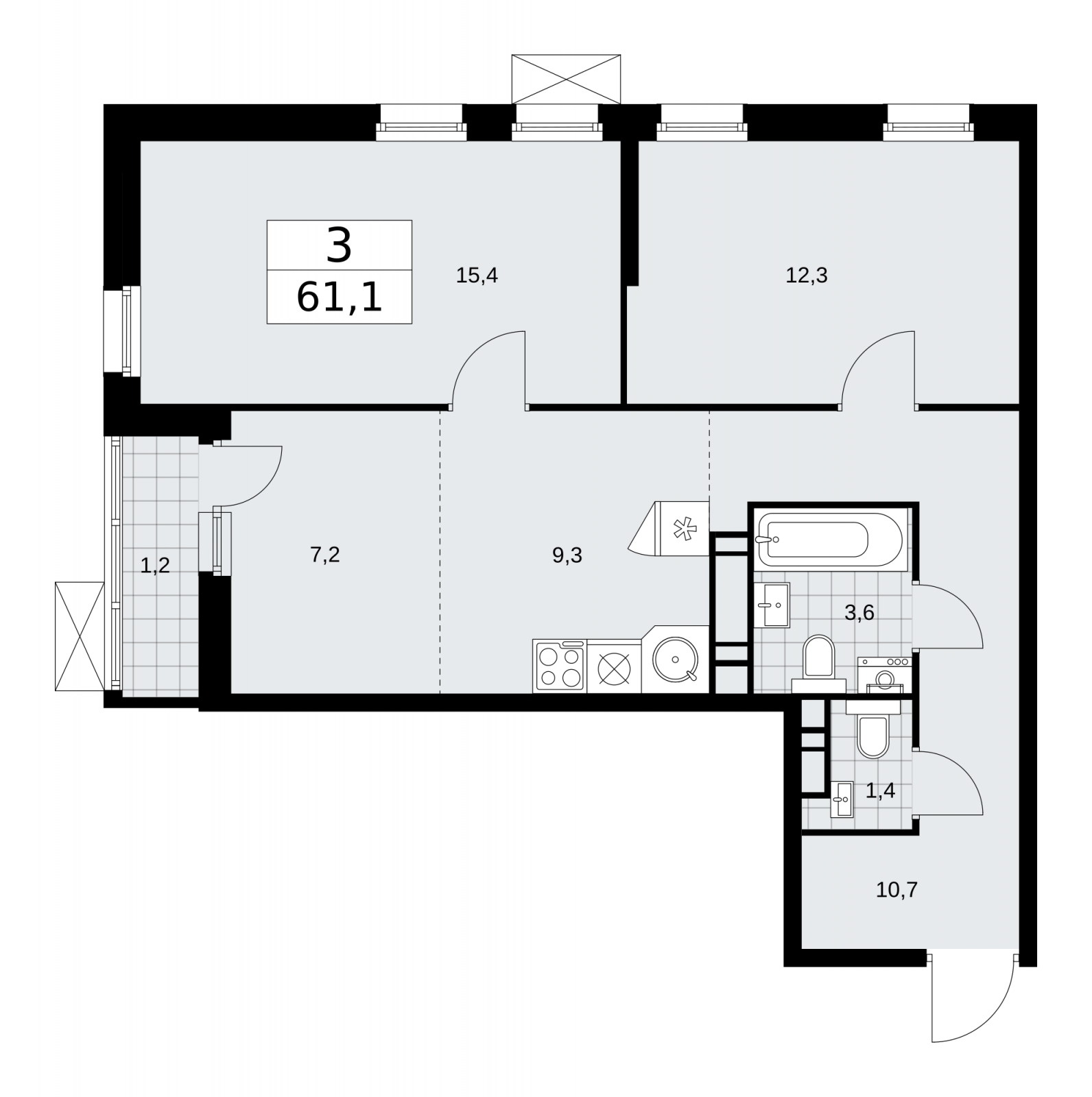 2-комнатная квартира в ЖК Скандинавия на 5 этаже в 1 секции. Сдача в 1 кв. 2026 г.