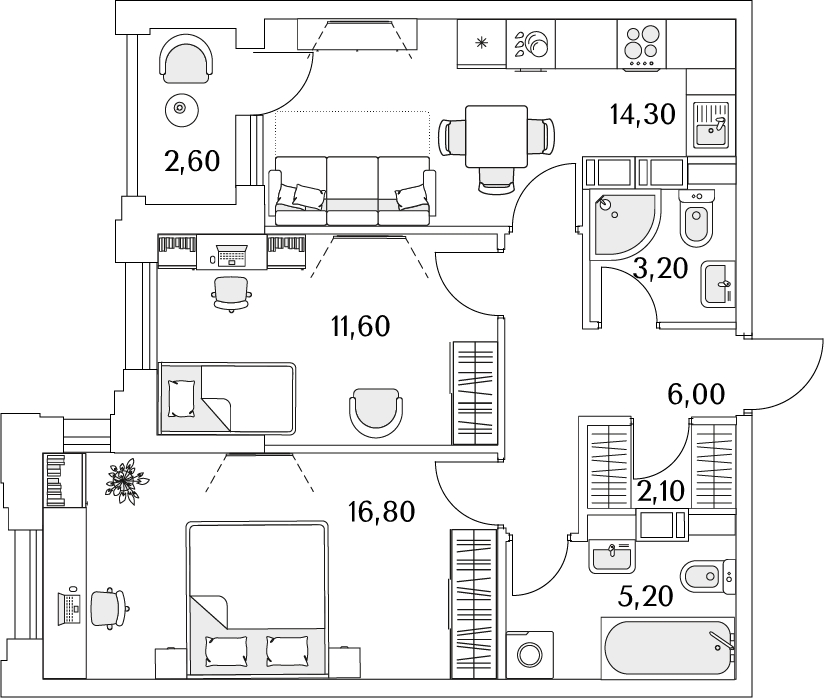 1-комнатная квартира (Студия) с отделкой в ЖК ЛесART на 6 этаже в 1 секции. Дом сдан.