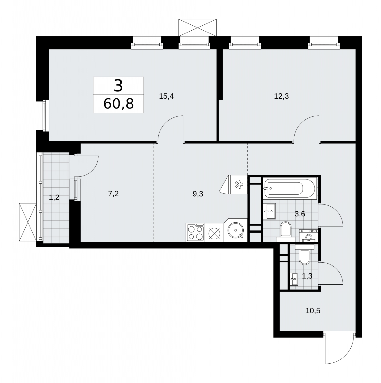 4-комнатная квартира в ЖК Скандинавия на 10 этаже в 1 секции. Сдача в 1 кв. 2026 г.