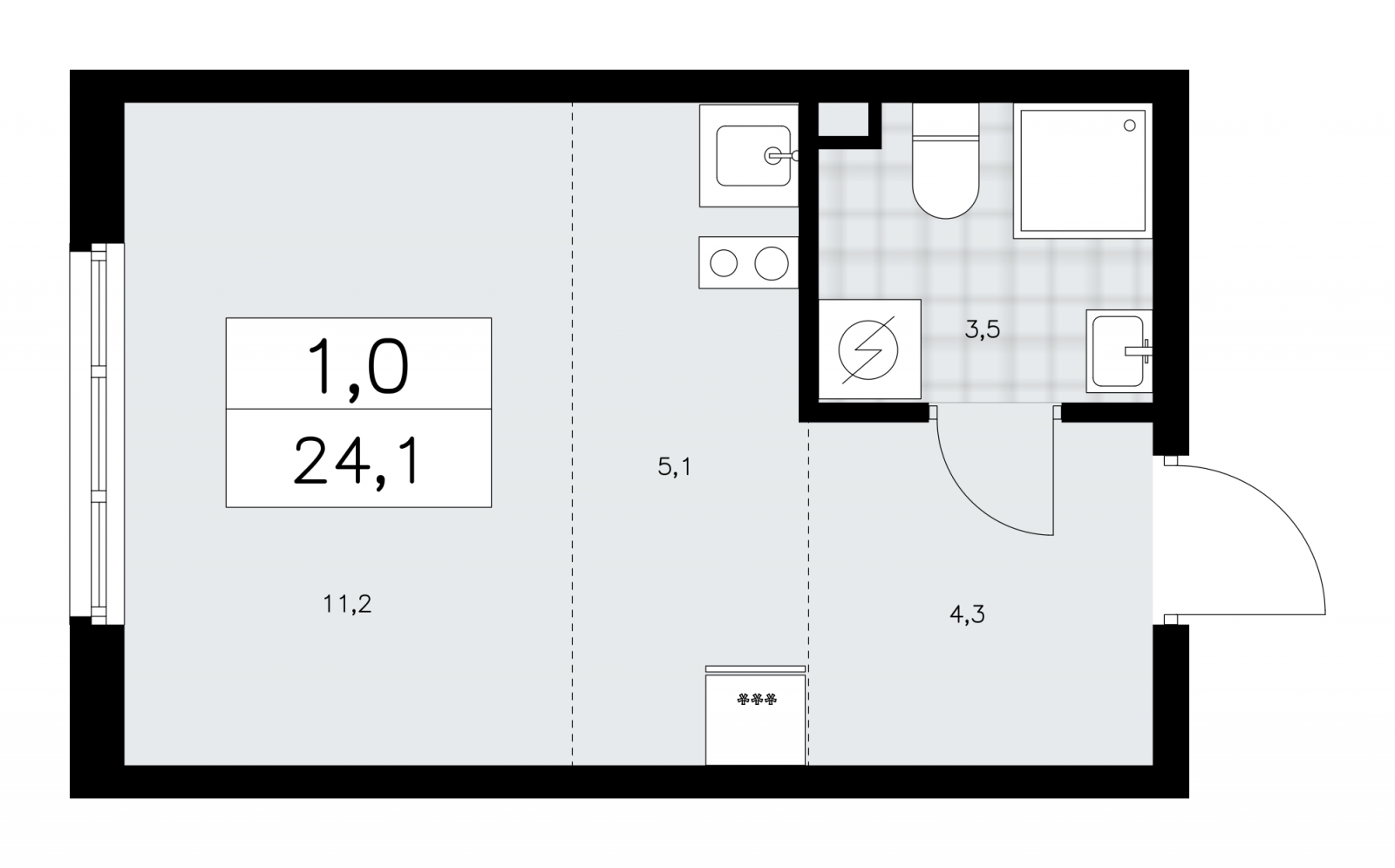 1-комнатная квартира в ЖК е.волюция на 9 этаже в 1 секции. Сдача в 3 кв. 2024 г.