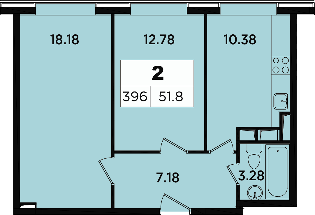 2-комнатная квартира в ЖК Розмарин на 3 этаже в 4 секции. Дом сдан.